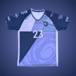 Side FC OKC Cyclones soccer jersey in blue and navy with number 23, custom performance team kit designed and manufactured by Custom Athletics USA.